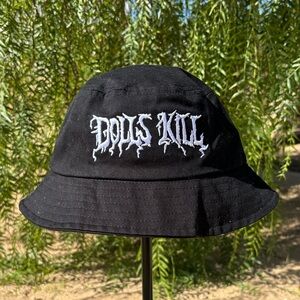 Dolls Kill Black Logo Bucket Hat